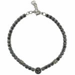 Stainless Steel Grey Beads Bracelet with Nautical Anchor Charm