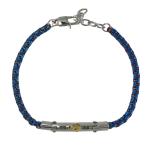 Stainless Steel Blue Rolo Link Bracelet with Steel Bar and Gold PVD Anchor