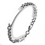 Stainless Steel Link Bracelet with Curved ID for Engraving (8.5 in)