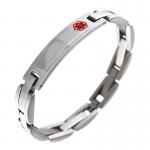 Stainless Steel Link Bracelet with Medical ID Plate for Engraving (8.5 IN)