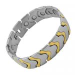 Beautiful Stainless Steel and Gold PVD Links Bracelet with Magnets