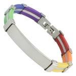 Stainless Steel and Rubber Rainbow bracelet with Engrave Plate