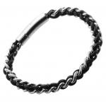 Bracelet in Braided Leather and Steel Pattern