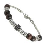 Stainless Steel Beaded Bracelet with Tiger Eye Beads