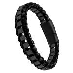 Black Stainless Steel Leather Bracelet 