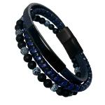 Multi String Bracelet with Beads and Stainless Steel Closure 
