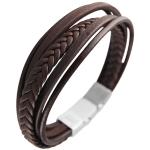 Brown Leather Multi Strand Bracelet w/ Stainless Steel Closure