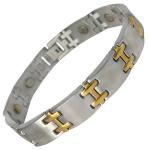 Stainless Steel Bracelet with Gold Links