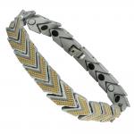 Men's Two Tone Stainless Steel Arrow Textured Bracelet