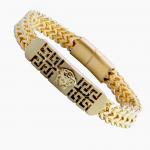 Stainless Steel Gold Pvd Bracelet w/ ID Bar on Center