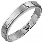 Stainless Steel ID Bracelet w/ Shiny Outer Edges and Satin Finished Center