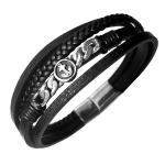 Stainless Steel Leather Bracelet with Link & Anchor in CTR