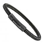 Black Cable Wire Bracelet with Stainless Steel Black Clasp