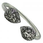 Stainless Steel Cable Wire Double Lion Head Bracelet