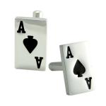 Men's Stainless Steel Ace of Card Cuff Links