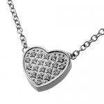 Stainless Steel Necklace with Jeweled Heart Charm
