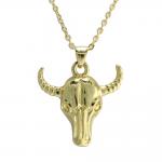 Stainless Steel Gold PVD Necklace with Bull head charm