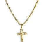 Stainless Steel Gold PVD Box Chain with Jesus Cross