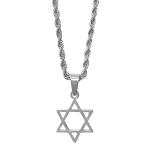 Stainless Steel Star of David Necklace w/ Rope Chain
