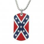 Stainless Steel Necklace w/ Confederate Flag Dog Tag Pendant