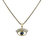 Stainless Steel Gold Chain with cz Evil Eye Pendant