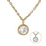 Stainless Steel Solitaire cz Necklace