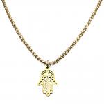Stainless Steel Necklace Gold PVD with Hamsa Pendant