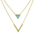 Women's Stainless Steel Gold PVD Hipster Turquoise Necklace
