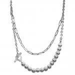 Stainless Steel Necklace With Pearls And Toggle Lock