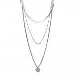 Stainless Steel Three Layered Chain With Pearls And Pendant