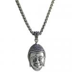 Stainless Steel Silver Buddha Necklace
