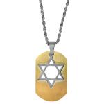 Stainless Steel Star of David Dog Tag Pendant w/ Rope Chain