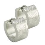 Stainless Steel Huggies with Etched Spiral Design