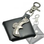 Key Chain with leather Pouch and Eagle Rivet