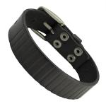 Men's Black Leather Designer Bracelet with Buckle Clasp
