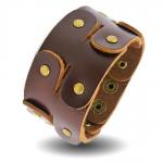 Brown Leather Bracelet with GoldTone Rivets and Flappy Body