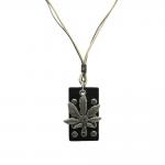 Leather Necklace with Leaf Pendant