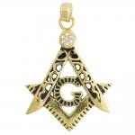 Stainless Steel Gold PVD Masonic Square Compass Pendant