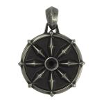 Stainless Steel Gun Color Mystic Pendant with Black Stone