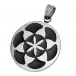 Stainless Steel Circular Pendant with Seed of Life Symbol Engraved