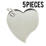 5 Pieces Stainless Engravable Steel Heart Charms