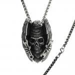 American Eagle Skull Ranch Stainless Steel Silver Necklace