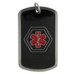 Black and Red Stainless Steel Medical ID Dog Tag