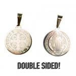 Stainless Steel Gold Double-Sided Saint Benedict Pendant