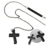 Wholesale Jeweled Cross necklace with Jeweled Side bar