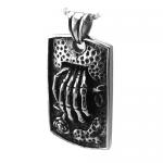 Stainless Steel Pendant with Skeleton Hand on Relief