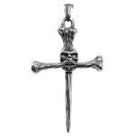 Stainless Steel Cross Pendant with Skull and Bones 