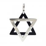 Stainless Steel and black Star of david Pendant
