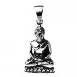 Sitting Buddha Pendant in Stainless Steel