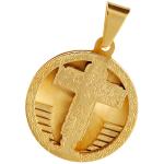 Gold Stainless Steel Pendant Featuring Jesus Christ on the Cross